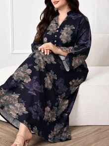 Al Najma Plus Size Women Arab Style Casual Dress, Minimalist Fashion For Everyday Wear Modest - Multicolor - View 4