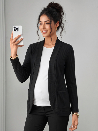 Momance Áo cardigan len dệt kim màu trơn thanh lịch cho bà bầu