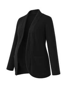 Momance Elegant Solid Color Knit Maternity Cardigan - Black - View 8