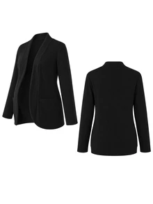 Momance Elegant Solid Color Knit Maternity Cardigan - Black - View 7