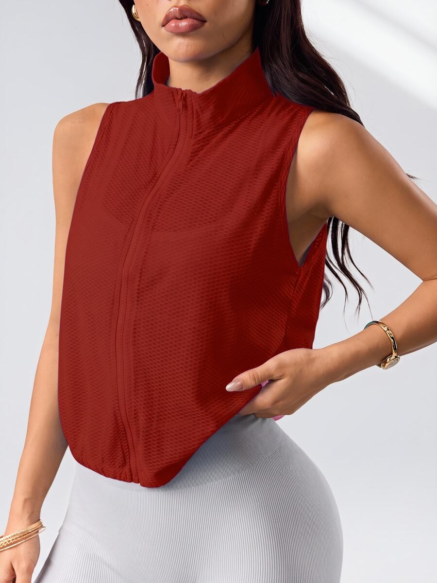 Easithlete Easithlete Women's Casual Zipper Mesh Sports Vest Jacket - Red - View 1