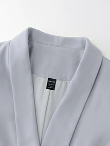 Lumivelle Women's Autumn Business Casual Modest Commuting Minimalist Soft Autumn Color Palette Shawl Neck Lightweight Blazer Office - Dusty Blue - View 7