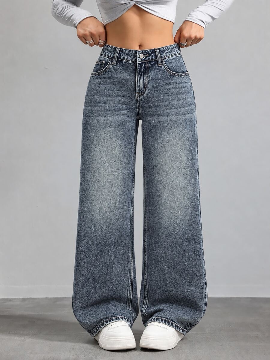 Rivivi Plus Size Women's High Waist Straight Leg Slimming Jeans,Winter - Blue - View 1