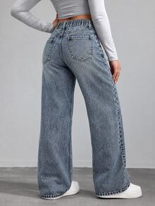 Rivivi Plus Size Women's High Waist Straight Leg Slimming Jeans,Winter - Blue - View 2