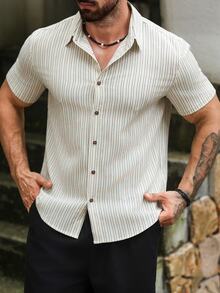 VENTUSAIL Men's Casual Vacation Striped Shirt, Holiday - Multicolor - View 2