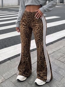 Rovax Retro Baggy Low Waisted Athletic Brown Leopard Print Wide-Leg Pants For Women,Autumn Punk Date Airpo - Multicolor - View 1