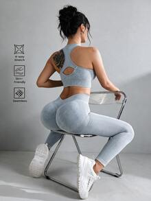 Slayform Slayform Seamless Matte Camisole And Leggings Sports Set Workout Women Set Women Workout Set Women Leggings Set - Grey - View 1