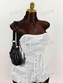 Amplova Silver Skull Print Sleeveless Jumpsuit, Bodycon - White - View 6