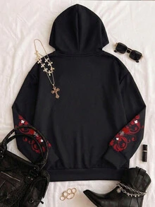 Attitoon Betty Boop x SHEIN Women's Letter Cartoon Pattern Casual Daily Sweatshirt - Multicolor - View 4