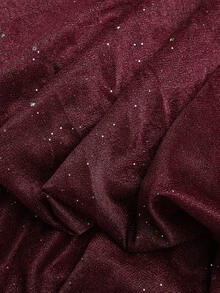SHEIN Tween Girls Tween Girl Tween Girl Kids Glitter Spaghetti Strap Red Ruffle Hem Dress, Elegant Casual Daily Holiday Party - Burgundy - View 4