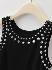 Rovax Sequins & Sequin Embellished Streetwear Style Women Cotton Camisole Crop Top - Black - View 7