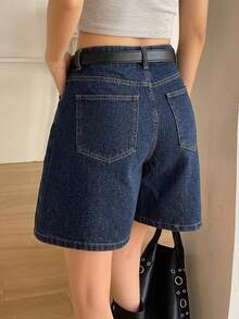 DAZY Women's Comfortable Casual Loose Fit Denim Bermuda Shorts, New Summer Style Y2K - Blue - View 4