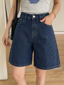 DAZY Women's Comfortable Casual Loose Fit Denim Bermuda Shorts, New Summer Style Y2K - Blue - View 5