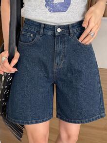 DAZY Women's Comfortable Casual Loose Fit Denim Bermuda Shorts, New Summer Style Y2K - Blue - View 2