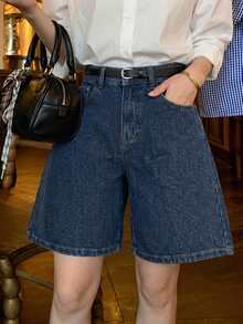 DAZY Women's Comfortable Casual Loose Fit Denim Bermuda Shorts, New Summer Style Y2K - Blue - View 3