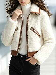 SHEIN Women's Colorblock Casual Versatile Daily Long Sleeve Jacket - Multicolor - View 7