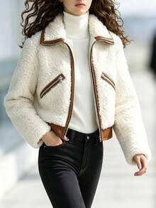 SHEIN Women's Colorblock Casual Versatile Daily Long Sleeve Jacket - Multicolor - View 6