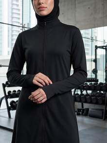 SHEIN With My Calm Women's Spring Summer Autumn Premium New Loose Fit Flattering Slimming Ankle-Length Long Sleeve Conservative Fitness Running Training Yoga Pants Headband 3 Pieces Set - Black - View 4