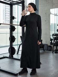 SHEIN With My Calm Women's Spring Summer Autumn Premium New Loose Fit Flattering Slimming Ankle-Length Long Sleeve Conservative Fitness Running Training Yoga Pants Headband 3 Pieces Set - Black - View 5