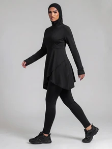SHEIN With My Calm Solid Elastic Sports Set - Black - View 2
