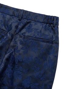 Nöista Navy Floral Jacquard Trousers With A Wide Leg Silhouette And Tailored Waistband. Refined And Versatile, With A Softly Structured Drape - Black - View 12