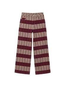 Nöista Wide-Leg Checked Trousers With A Relaxed Fit And Statement Plaid Pattern, Fall Winter, Halloween, Christmas, Chic Fashion. - Burgundy - View 7