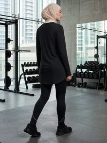 SHEIN With My Calm Men Hooded Sports Tee With 2 In 1 Sports Leggings - Black - View 4