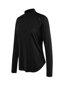 In My Nature Women's Simple Half-Zip Long Sleeve Outdoor T-Shirt - Black - View 9