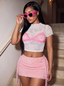 Aravennia Vintage Square Oversized Thick Frame Sunglasses For Women, Plastic Retro Classic Decorative UV Protection Eyewear - Pink - View 3