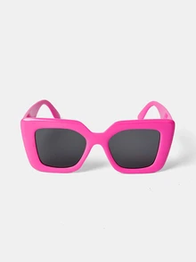 Aravennia Vintage Square Oversized Thick Frame Sunglasses For Women, Plastic Retro Classic Decorative UV Protection Eyewear - Pink - View 4