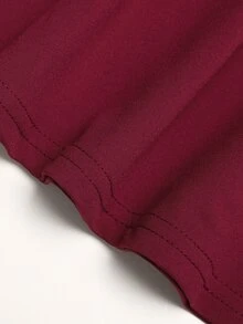 SHEIN Tween女孩豹紋童裝長袖休閒Downtown Girl風優雅洋裝，立領燈籠袖A字裙，通勤開學秋季派對穿搭 - 紅色 - 查看 3