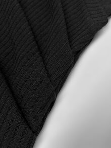 Balvessa Casual Solid Color Slim Fit Cross Front Pullover, Versatile All-Match Style For Spring And Autumn, Suitable For Shopping, Coffee Dates, Commuting Layering, Casual Outings, Light Social Gatherings, Autumn And Winter Layering - Black - View 6