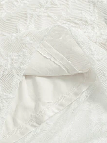 SHEIN Tween Girl 秋/冬 優雅米色蕾絲方領抓皺多層荷葉邊不對稱下擺收腰長洋裝，適合派對、節日慶典、優雅場合、返校舞會、正式活動及婚禮賓客穿著 - 米色 - 查看 8