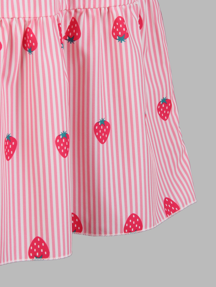 SHEIN Tween Girls Matching Girls Casual Sweet Rose & Solid Color Combo Camisole Mini Dress Outdoor & Holiday, Daily, Outfit - Multicolor - View 4