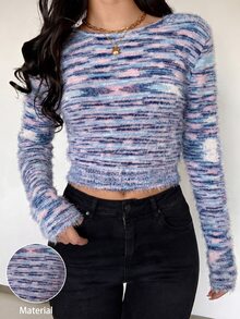 Glamine 後背開衩綁帶漸層毛絨毛衣 - 彩色 - 查看 3