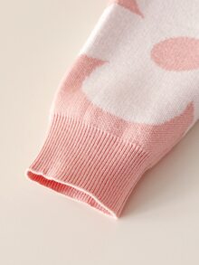 SHEIN Tween Girl) Sweater Set, Sesame Bottom Jacquard Round Neck Pullover With Pleated Skirt, Knitted Sweater Set, Soft And Comfortable, Suitable For Daily Wear, Outings, Travel, Vacation, Daycare, And Play - Pink - View 6