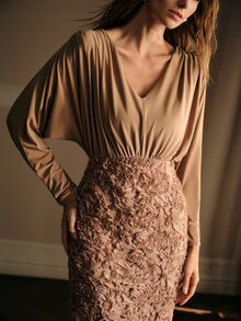 MOTF PREMIUM WOMEN'S ELEGANT LONG SLEEVE MAXI DRESS - Champagne - View 3