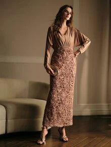 MOTF PREMIUM WOMEN'S ELEGANT LONG SLEEVE MAXI DRESS - Champagne - View 5