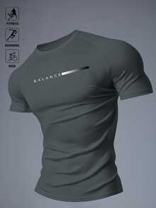 Gym Rark Kaos Olahraga Pria Elastis dengan Logo Modis, Hadiah Liburan, Pakaian Olahraga Athleisure Abu-abu Gelap untuk Latihan di Gym - Grey - View 3