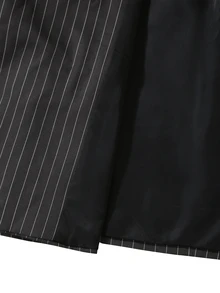Manfinity Mode Bizformal Dark Gray Striped Peak Lapel Men's Vintage Slim Fit Double Breasted Commuter Formal Business Casual Suit Set - Dark Grey - View 3