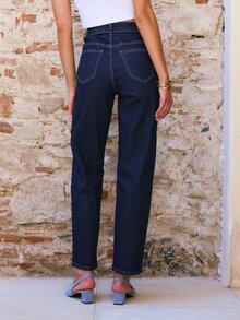 Nöista Straight,Leg Dark Blue Jeans-Basic,Durable,Versatile,Suitable Various Body,Everyday Wear Casual, Indispensable Wardrobe Staple Seasons,Fall Winter - Medium Wash - View 5