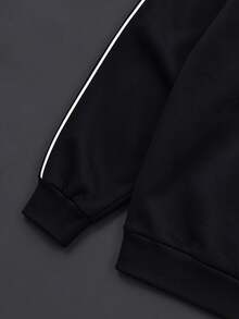 PAVTROS Men's Letter Graphic Casual Streetwear Daily Pullover Sweatshirt Sports Beach Black And White Fall - Black - View 5