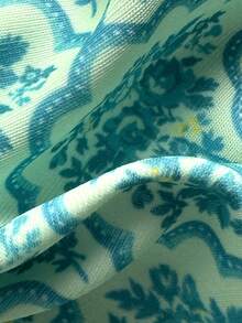 SHEIN Swim Springbreak 女士沙滩装随机花卉印花细肩带上衣和高腰比基尼泳裤套装 - 彩色 - 查看 8