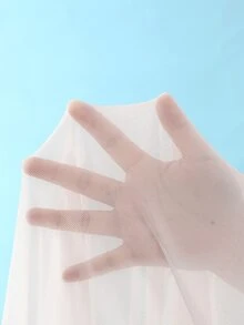 SHEIN Swim 女士纯色长袖抽绳下摆罩衫 - 白色 - 查看 4