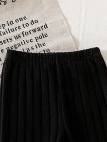 SHEIN Genkimix Kids 女童紋理撞色連帽衛衣與長褲套裝 - 彩色 - 查看 9