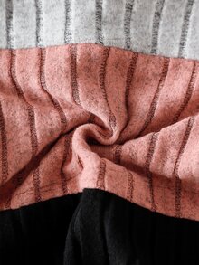 SHEIN Genkimix Kids 女童紋理撞色連帽衛衣與長褲套裝 - 彩色 - 查看 8