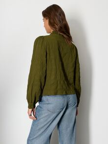 Nöista Olive Green Embroidered Shirt. Suitable For Casual Wear Fall/Winter, Commuting, Campus Parties.Going Out .Versatile - Green - View 6
