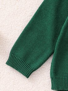 PrepCrw Young Boy Puppy Pattern Green Crew Neck Long Sleeve Sweater,Thanksgiving,Christmas,Winter,Winter Clothes,Cozy Fall & Winter Styles, - Dark Green - View 8