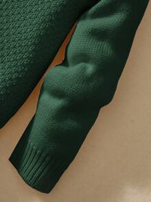 PrepCrw Tween Boys' Casual Turndown Collar Half-Zip Up Long Sleeve Knitted Sweater Fall Winter - Dark Green - View 6