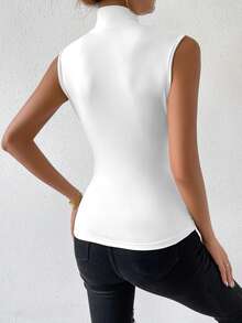 Rafferiza Women's Fashion Summer Solid Color Crisscross Pleated Sleeveless Tank Top - White - View 2